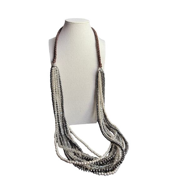 VTG Lot Of 5 Beaded Statement Necklaces One Chicos One Owl Shells Brown Tones - Picture 3 of 12